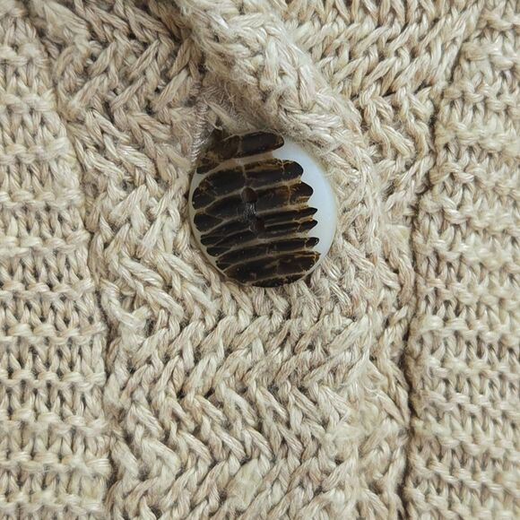 LRL Ralph Lauren Jeans Linen Cotton Cardigan Sweater M Shawl Collar Bone buttons - Picture 5 of 9